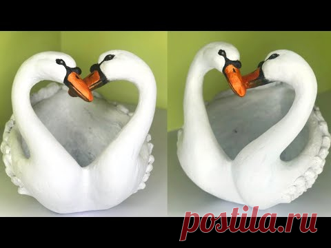 Double Swan pot at home/Easily make at home-DIY/Cement Craft Ideas
