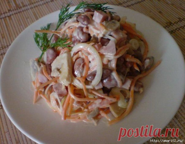 Салат с фасолью и корейской морковью