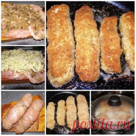 "Куриные рулетики с грибами и сыром в сметанном соусе"
Ингредиенты:
●Филе куриное — 4 шт
●Грибы (свежие или замороженные ) — 200 г
●Сыр твердый — 4 ст. л.
●Лук репчатый (средний) — 1 шт
●Соль (по вкусу)
●Перец черный (молотый по вкусу)
●Масло растительное — 100 г
●Сметана — 200 г
●Чеснок — 5 зуб.
●Укроп (свежий мелко нарезанный) — 2 ст. л.
Приготовление:
Грудки отбить, посолить и поперчить. Грибы и лук мелко порезать, обжарить на сковородке, слегка подсолив и поперчив. Дать остыть. В миске с