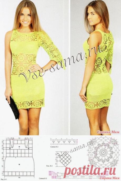 Фисташковое платье крючком. - Вязание - Страна Мам