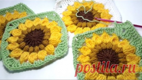 Patrón 🌻 GRANNY DE FLORES A CROCHET 🌻 GIRASOL