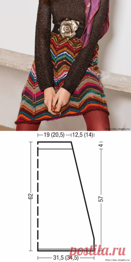 Стильная, яркая юбка в стиле Missoni спицами!