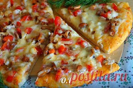 У каждого есть идеальный рецепт - Пицца с курицей и лисичками! Вам точно понравится!