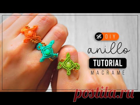 DIY Anillo Cuadrado » 🟧 tutorial | como hacer anillo tejido de hilo | diy ● Macrame ring #270