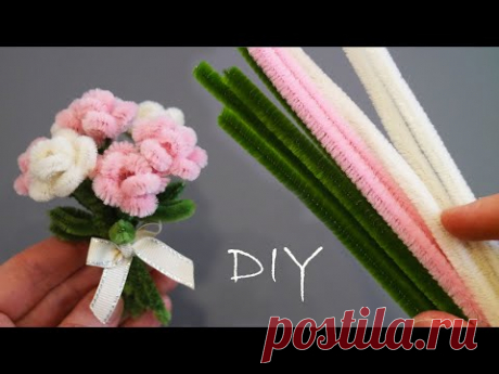 😍CHARMING MINI BOUQUET😍 OF Pipe Cleaner Roses😍 DIY