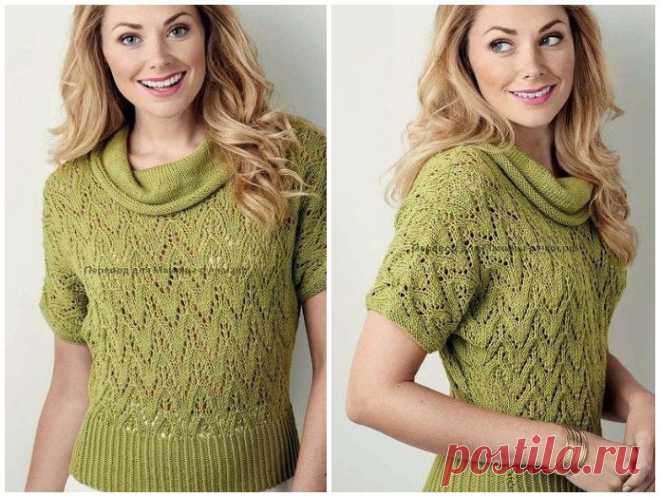 Вязаный спицами ажурный топ Flattering от Анникен Алис