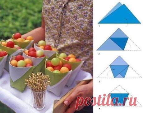 Как сложить кулечек для фруктов, конфет или печенья