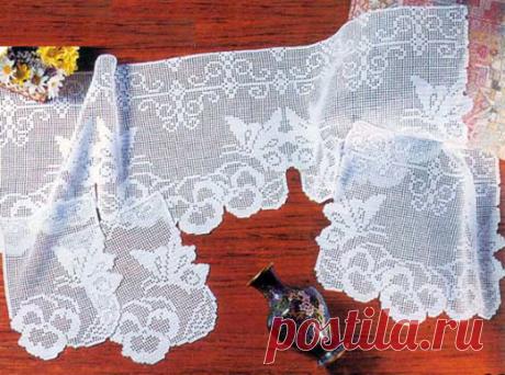 Филейная занавеска «Очарование». Схема Филейная занавеска «Очарование». Схема вязания крючком