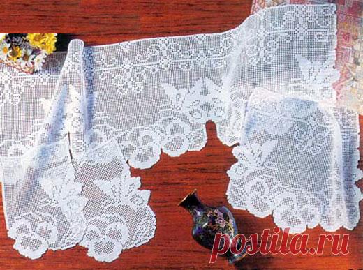 Филейная занавеска «Очарование». Схема Филейная занавеска «Очарование». Схема вязания крючком