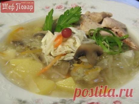 Щи с курицей и шампиньонами / Первые блюда / Рецепты / Шеф-повар – простые и вкусные кулинарные рецепты, фото-рецепты, видео-рецепты