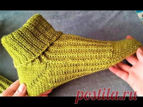 Мужские носки двумя спицами без швов #носкиспицами #узорыпокругу #шансплюс #узорыспицами #мк #следкиспицами #следкибезшвов #мужскиеноскиспицами