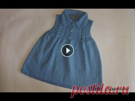 Платье-сарафан для девочки 2 - 3 года(спицы).Ч.1. knitting dress for girls 2-3 years Детский сарафан спицами или платье безрукавка для девочки 2 года ч.1.Как связать перёд и юбку спицами-подробное описание.Сарафан с косами,учимся вязат...