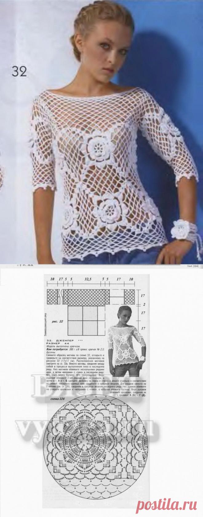 Джемпер крючком | Вязание крючком и спицами