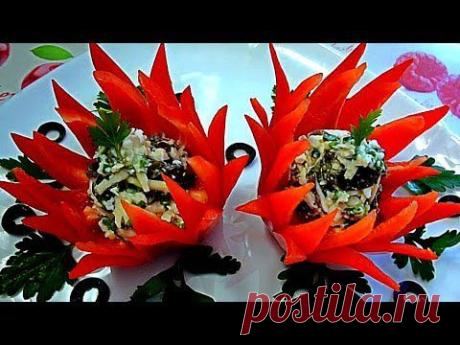 Цветы из перца! Салат в цветочках! Карвинг перца! Flowers of pepper! Carving pepper! - YouTube