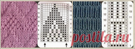 Простые рельефные узоры, или теневое вязание - 50 образцов со схемами для вязания спицами | МНЕ ИНТЕРЕСНО - жаккардовое вязание | Дзен