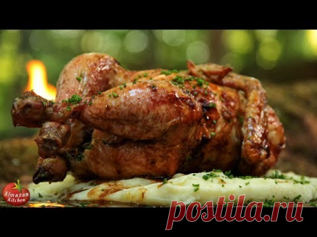 ПЕЧЕНО ПИЛЕ НА ЖАР -Hang-Roasted Chicken - Primitive Cooking ASMR