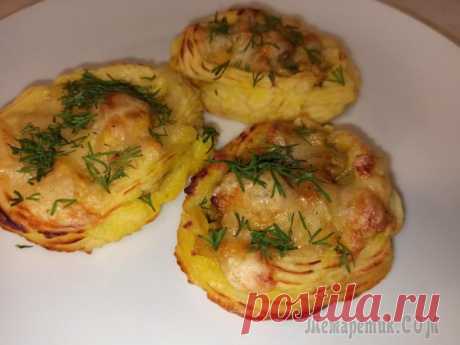 Картофельные гнёзда с курицей и грибами
