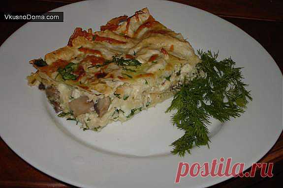 Быстрый пирог из лаваша с сыром и грибами / Домашние рецепты. Готовим дома вкусно!