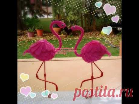 How to make นกฟลามิงโก (Flamingo) by ployandpoom (ผ้าใยบัว)