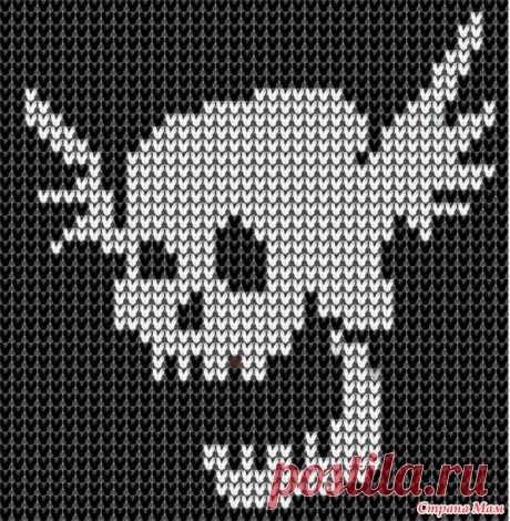 Фиолетовый джемпер с черепами (спицами + вышивка) - Вязание - Страна Мам