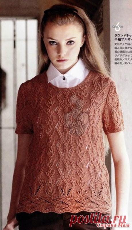 Летний джемпер красивым ажурным узором. Спицы. - ВЯЗАНАЯ МОДА+ ДЛЯ НЕМОДЕЛЬНЫХ ДАМ - Страна Мам