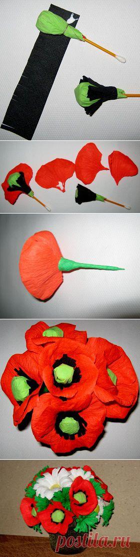 Маки. МК в картинках / Украшение комнаты к празднику, гирлянды, букеты цветов своими руками. Как красиво сложить салфетку / Лунтики. Развиваем детей. Творчество и игрушки