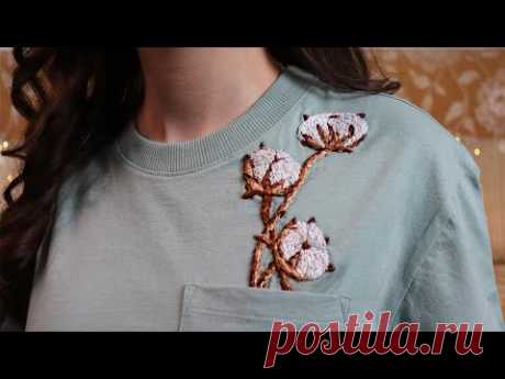 DIY Вышивка гладью хлопка на одежде для начинающих | Vika Line
