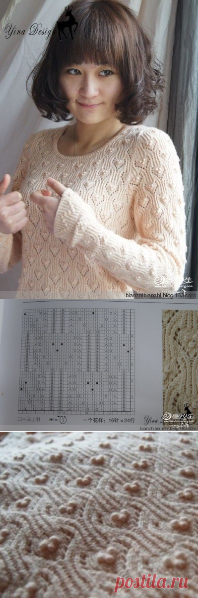 Интересный, необычный узор спицами