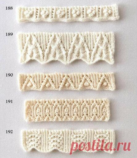 72 узора спицами для оформления края изделия… Коллекция красивых узоров для оформления края спицами!