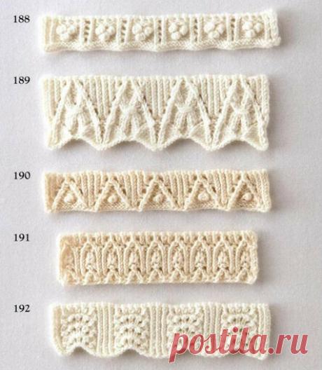 72 узора спицами для оформления края изделия… Коллекция красивых узоров для оформления края спицами!