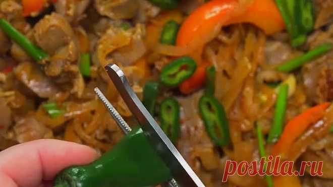 Нежные куриные желудки по-корейски
