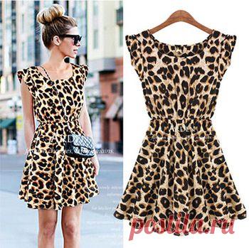 Женские платья Горячий продавать 2014 Элегантные классические Винтаж O образным вырезом без рукавов Pinup Leopard Свободные повседневные Девушки Мини Печать платья, принадлежащий категории Платья и относящийся к Одежда и аксессуары на сайте AliExpress.com
