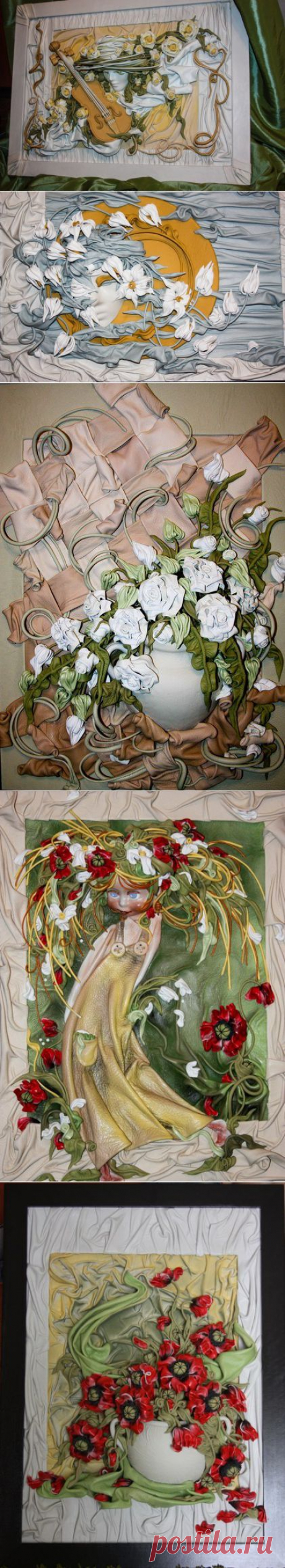 Картины из кожи Андрея Коробейникова.