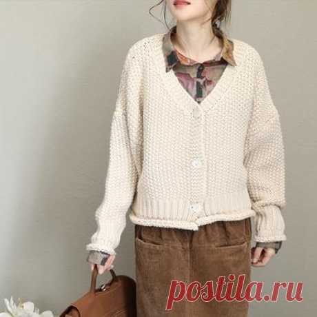 Loose Button Down Thicken Sweater Coat For Women Q1679 – FantasyLinen