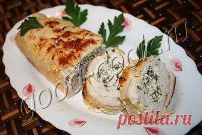 Куриный рулет с творогом.