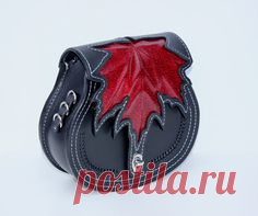 Red Maple Leather CrossBody Purse Belt Pouch by TaurusSeats