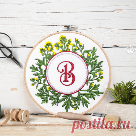 Полынь рамка для монограммы Дизайн машинной вышивки