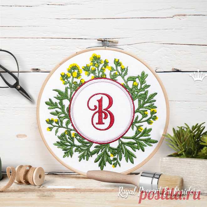 Полынь рамка для монограммы Дизайн машинной вышивки