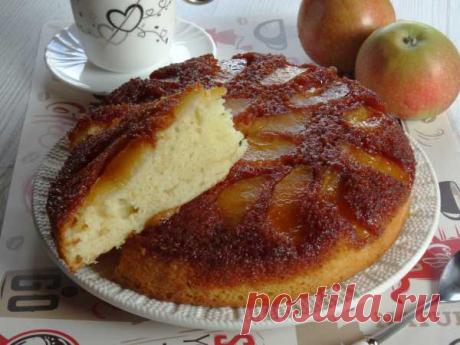 Яблочный пирог-перевертыш с карамелью — рецепт с фото пошагово