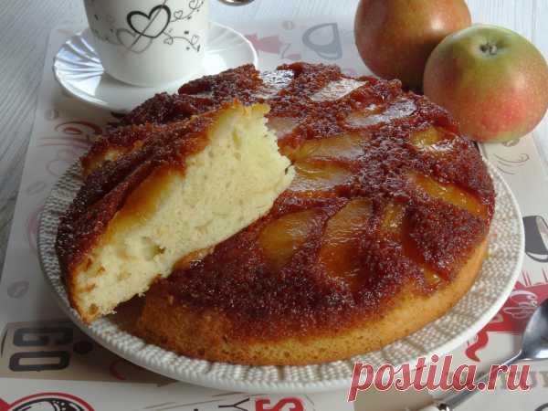 Яблочный пирог-перевертыш с карамелью — рецепт с фото пошагово