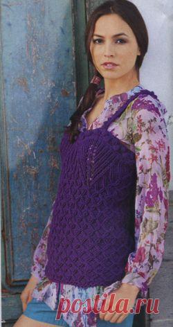 Топ на бретелях. Вязание спицами для женщин. Узелок.ру