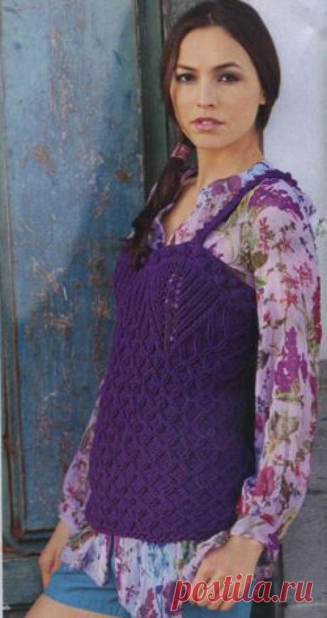 Топ на бретелях. Вязание спицами для женщин. Узелок.ру