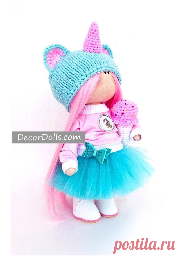 Unicorn Soft Doll, Fabric Baby Doll, Nursery Textile Doll, Original Lo – Decor Dolls