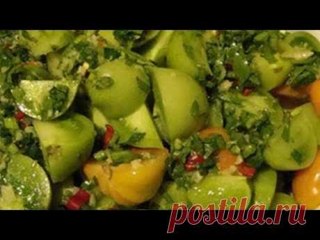 Маринованные зелёные помидоры. Очень вкусные 👍