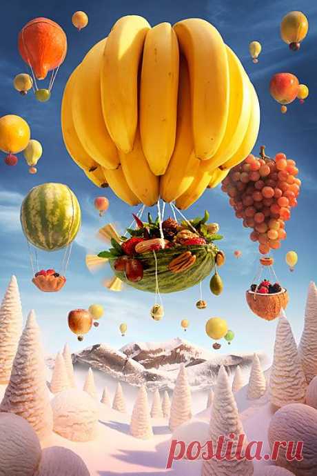 Carl Warner. Banana-Balloon