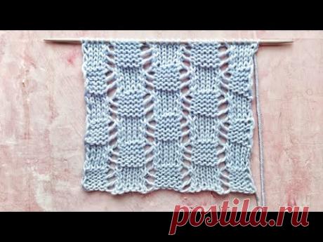💥 КЛАССНЫЙ и ПРОСТОЙ узор спицами 🌺 Ажурная шахматка 🌞
