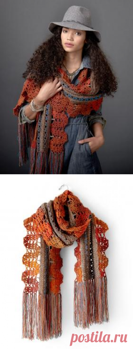 Шаль с элементами брюггского кружева