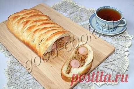 Хорошая кухня - коса с квашеной капустой и сосисками. Кулинарная книга рецептов. Салаты, выпечка.