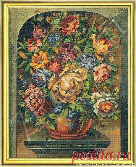Викторианский букет. Вышивка крестом