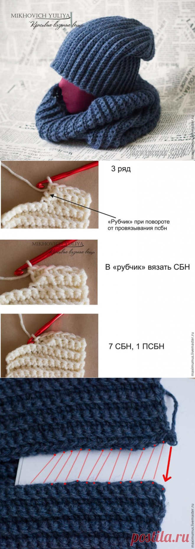 Вяжем шапку бинни крючком